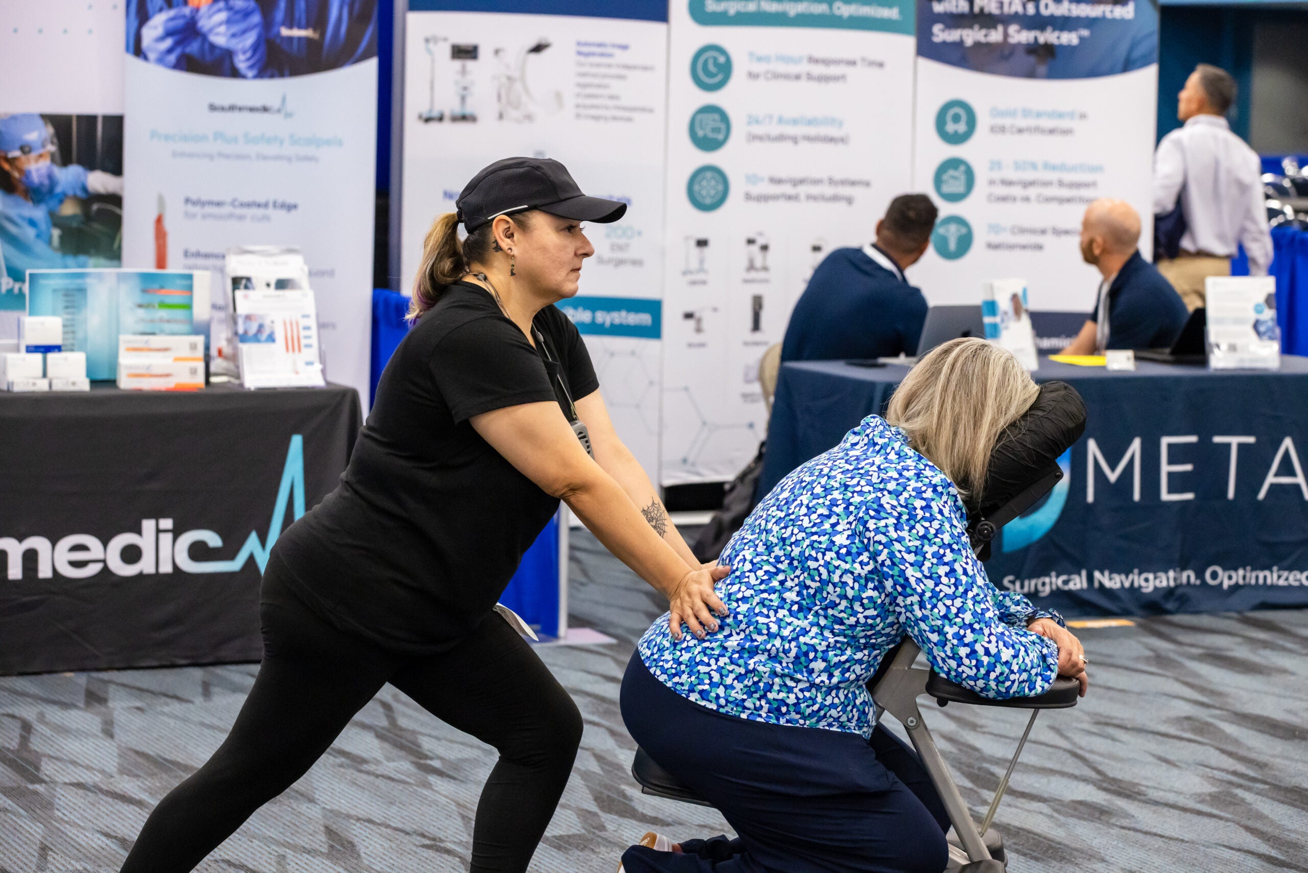 Massage station in the exhibit hall